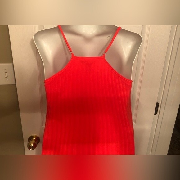 American Rag CIE Sz L Diva Pink Pleated Spaghetti Strap Midi Party Dress - Picture 2 of 7